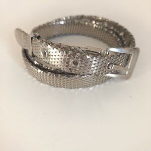 Vintage Mesh-Snake- Scale Silver Thin Metal Belt